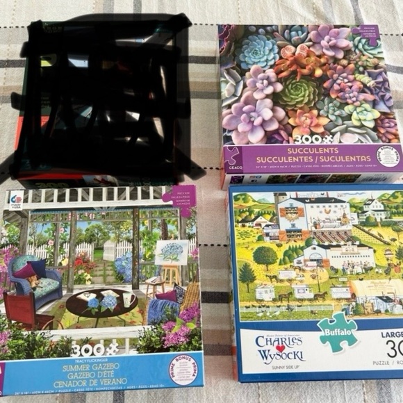 Puzzles lot of 3 flowers/country side/porch 300 piece buffalo - Picture 1 of 7